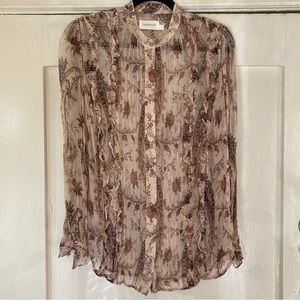 Zimmermann Paisley Silk Blouse with Metal Buttons